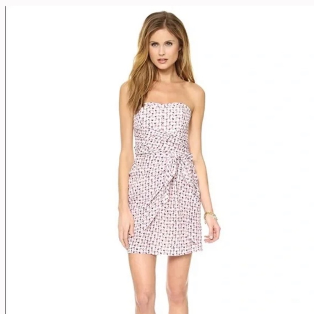 CLUB MONACO Harper Floral Strapless Silk Dress Sz 4